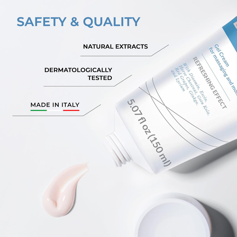 Dulac - Diosmin Legs, Refreshing Gel Cream for Daily Leg Care, 5.07 Fl Oz | With Diosmin, Menthol, Horse Chestnut, Butcher's Broom and Red Vine, Cooling Refreshing, Fast-Absorbing, Made in Italy DiosminLegs