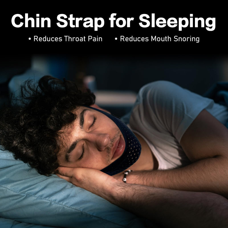 [Australia] - 2 Pack Anti Snore Chin Strap for Sleeping, Mouth Jaw Tape Snoring Stopper Sleep Devices CPAP Users Breathing Head Mouthpiece Solution Keep Closed Advancement Reducing Aids Mandibular Machine Men Women Black 