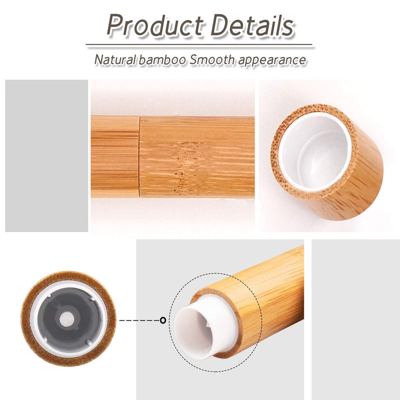 24Pcs Bamboo Empty Lipstick Tubes, AUHOKY 5.5g Refillable DIY Lip Balm Tube Containers with Clear PP Plastic Inner, Cosmetic Lipstick Lip Gloss Deodorant Case Holder For Women Girls Makeup 24Pcs, Bamboo