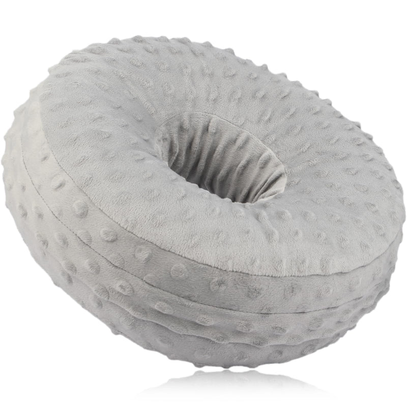 Ear Piercing Pillows with Washable Covers for Side Sleepping with an Holes Full Open Zipper CNH Pressure Sore Relief O-Shaped Cartilage Support Protector Cushion Minky Dot Grey