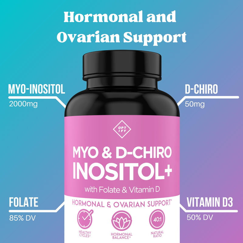Premium Inositol Supplement Bundle - Myo-Inositol and D-Chiro Inositol Plus Folate and Vitamin D - Capsule & Powder - Hormone Balance & Healthy Ovarian Support for Women - Vitamin B8 - 60 Day Supply