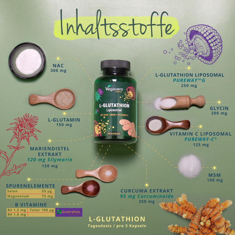 [Australia] - Reduced glutathione | Liposomal Pureway™-G | With NAC, glycine, glutamine, vitamin C, selenium, milk thistle & curcuma extract | Vegan & No Additives | German production of Vegavero® 