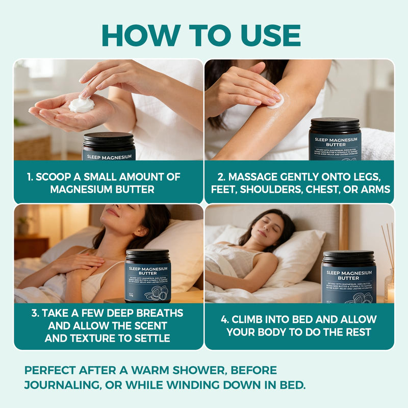Magnesium Butter for Sleep, Deep Winter Nighttime Magnesium Body Cream with with Shea & Mango Seed Butter, Magnesium, Vitamin E and Natural Essential Oils for Relaxation(1 PC) 1 Pc