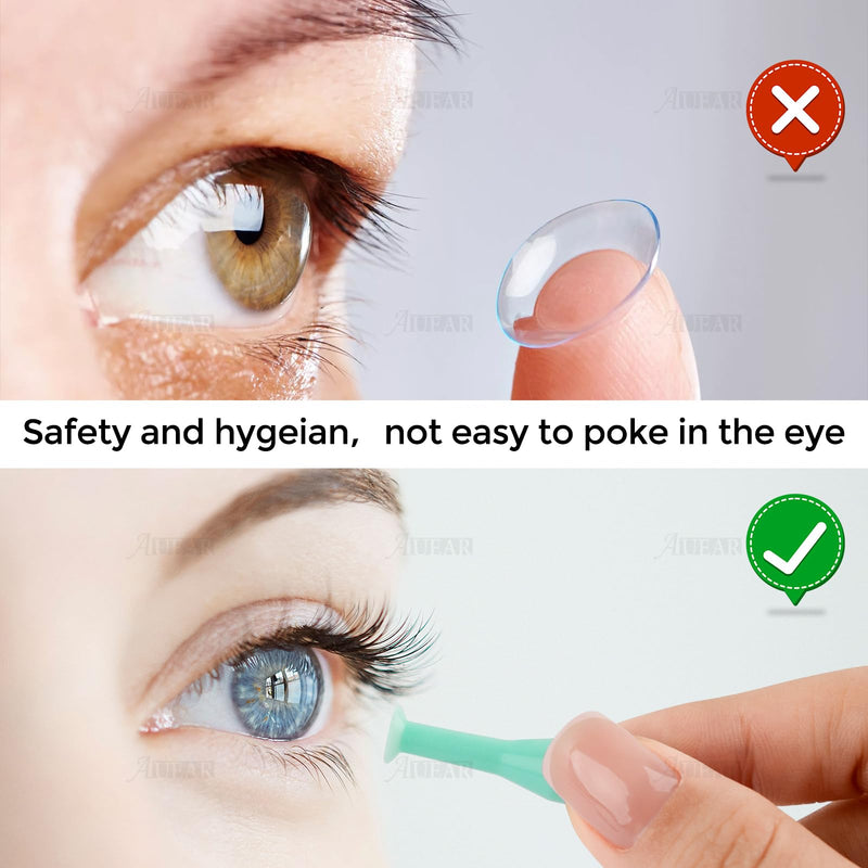 [Australia] - AUEAR, Pack of 10 Soft Silicone Contact Scleral Lens Insertion Tool Plunger Remover Contact Plunger for Soft Hard Lenses Green Color 