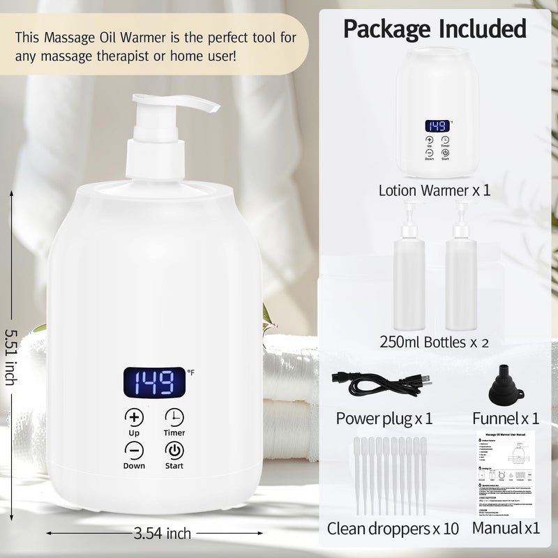 [Australia] - Meifuly Oil Warmer for Massage Therapy & Personal Use, Quick Lotion Warmer Heats Up, with Two Bottles, Adjustable and Constant Temperature 1 Bottle 