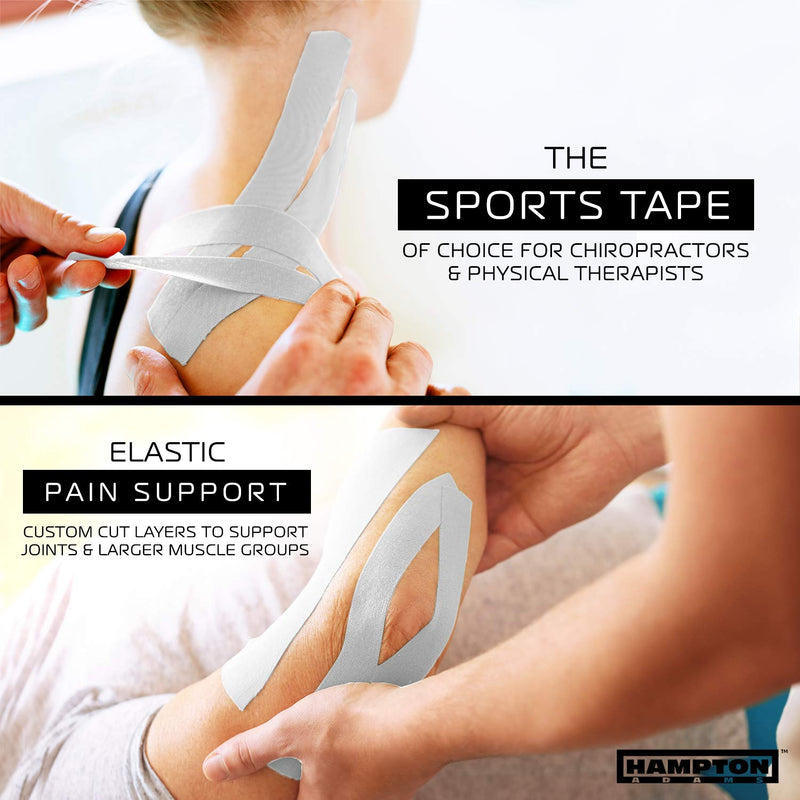 [Australia] - Hampton Adams | Official BJJ Partner | As Seen on Shark Tank | Kinesiology Tape Bulk Roll (135ft) | Muscle Joint Support for Knees Shoulders Back Plantar Fasciitis | Waterproof 1-Pack White 