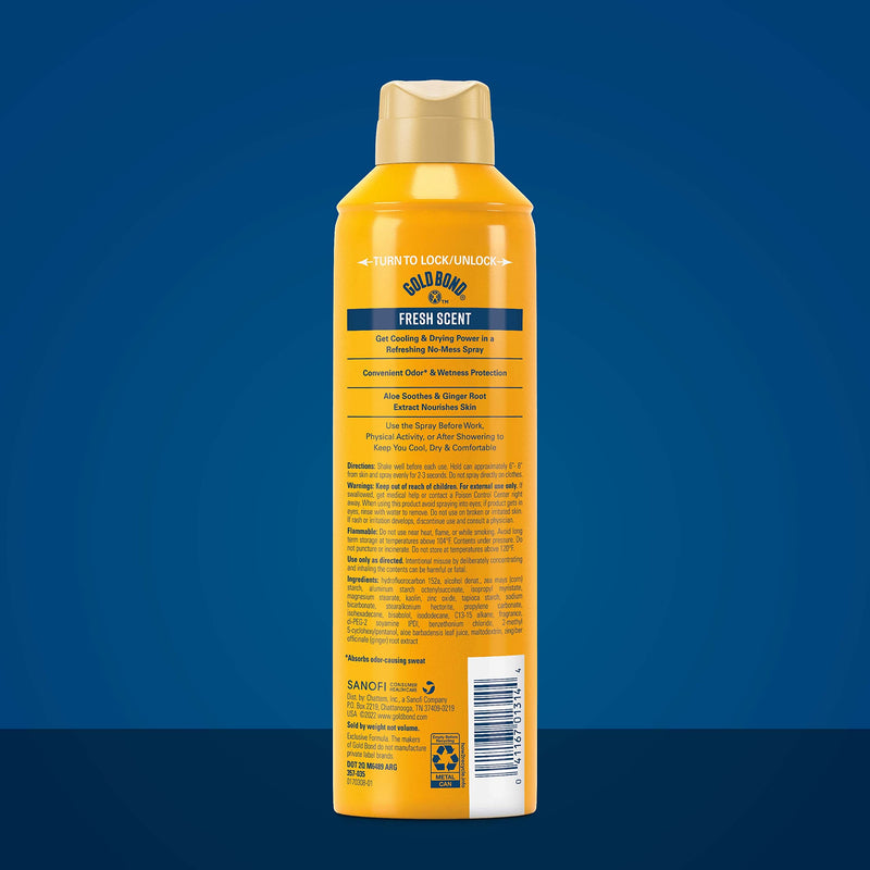 Gold Bond No Mess Talc-Free Foot and Body Powder Sprays, 7 oz., Fresh Scent, With Triple Action Formulas