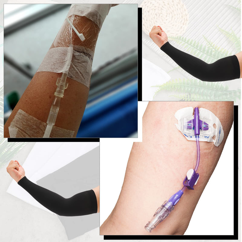 [Australia] - Boao 4 Pcs Picc Line Sleeve Cover for Upper Arm Medical Thin Compression Elastic Breathable Nursing Sleeve for Women Men(Black and White) Black and White 