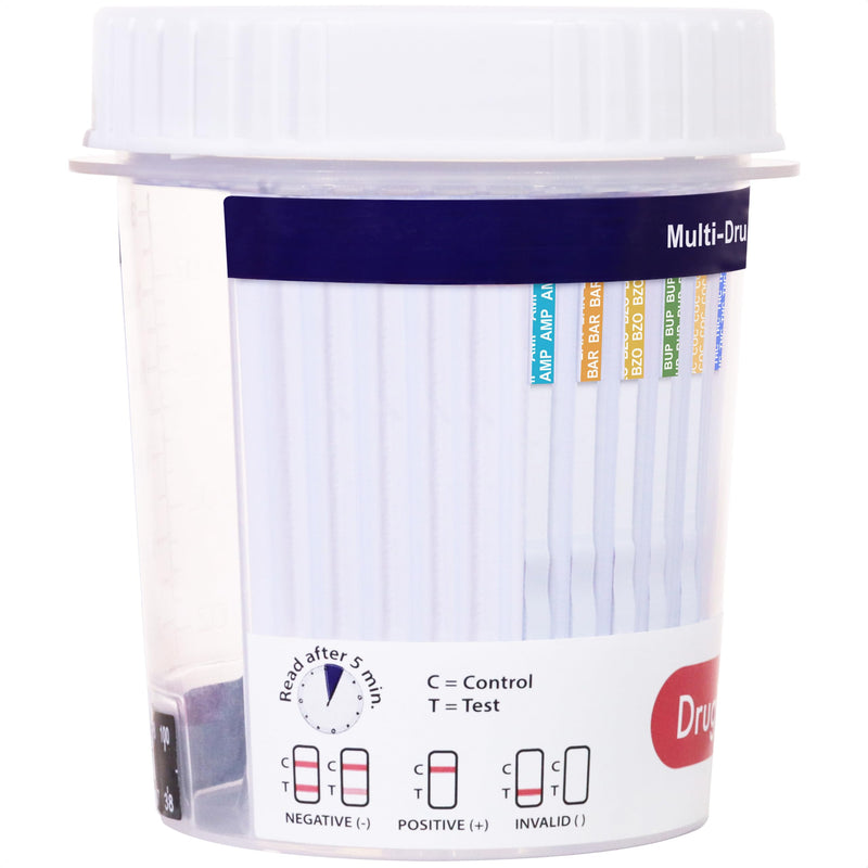 DrugTect 12 Panel Drug Test Cup - CLIA Waived Fentanyl - 5 Pack | Workplace Urine Drug Screening Including Fentanyl: AMP, BAR, BUP, BZO, COC, FYL, MDMA, MET, MOP, MTD, OXY, THC