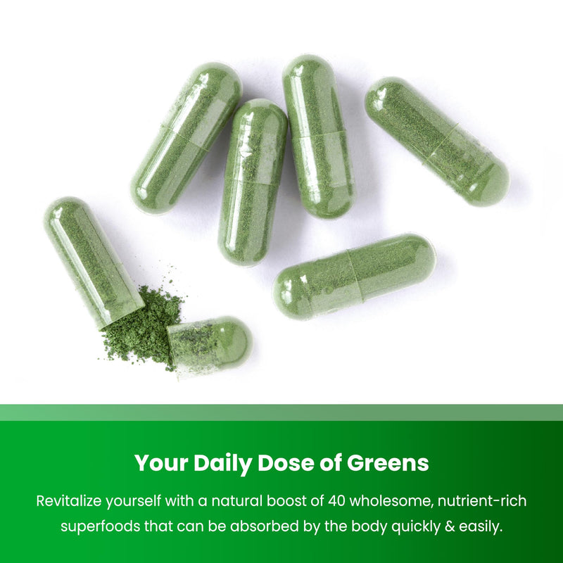 [Australia] - NutraChamps Organic Super Greens Capsules - Alfalfa, Spirulina, Chlorella & More - Antioxidant, Digestive Enzyme & Probiotic Blends - 150 Green Superfood Capsules 