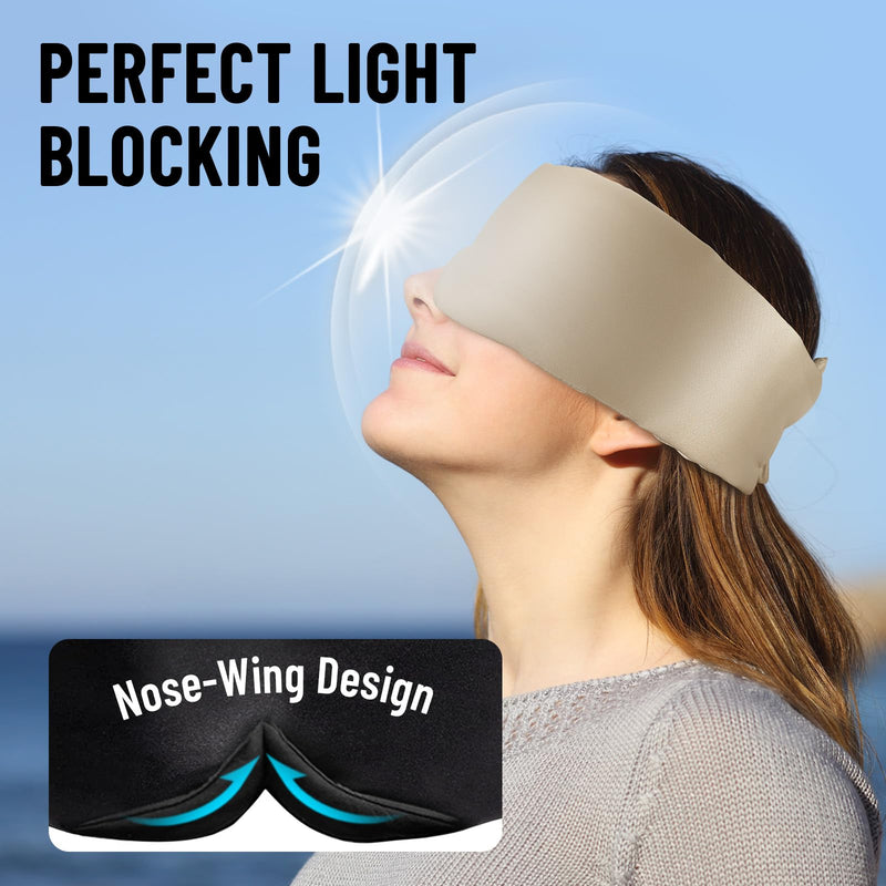 [Australia] - 100% Mulberry Silk Sleep Mask, Large Eye Cover for Sleeping, Comfortable and Pressure-Free Sleeping Masks for Women Men, Completely Blackout (Taupe) Taupe 