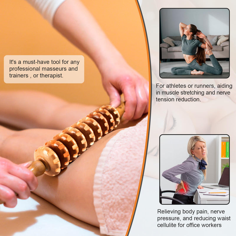 [Australia] - 3 in 1 Wood Therapy Massage Tool,Wooden Lymphatic Drainage Massager Maderoterapia Kit Professional Body Cellulite Massager for Body Sculpting,Contouring,Relief Muscle,Anti-Cellulite Back Massager+Roller Stick+Contouring Board 