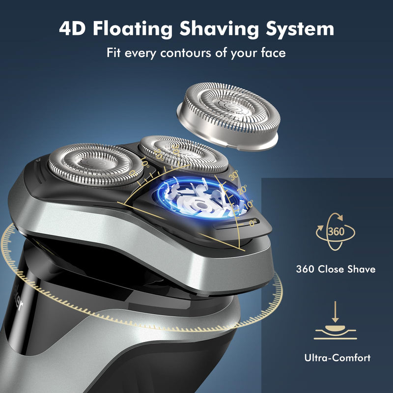 [Australia] - Electric Razor for Men, Rechargeable Electric Shaver with Pop-up Trimmer for Sideburns Trimmer, Wet Dry Cordless Electric Shaver, Travel Lock, IPX6 Waterproof Black 