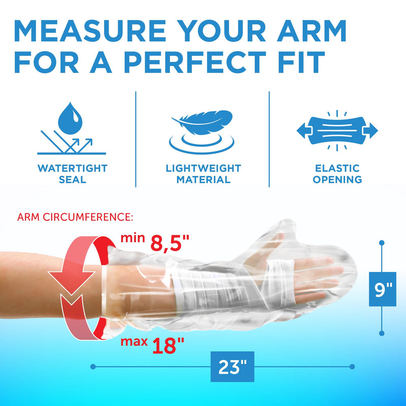 [Australia] - Mighty-X 100% Waterproof Cast Covers for Shower Arm Adult - [Watertight Seal] - 3pk Reusable Cast Protectors - Half Arm Cast Bags for Shower Arm 