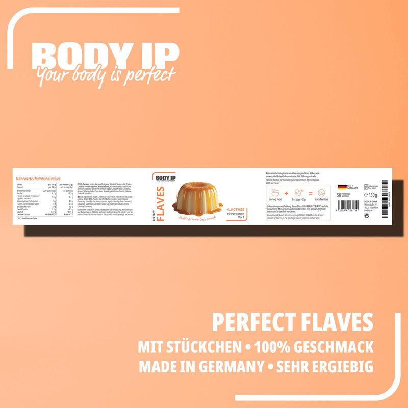 [Australia] - BODY IP Perfect Flaves flavor powder low in sugar and calories | Pudding | Flavor powder for low-fat quark and much more. with lactase & delicious pieces | Intense taste & sweetness | 150g 