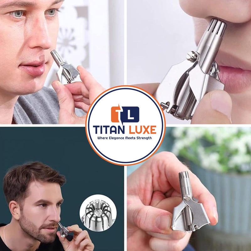 Stainless Steel Hair Trimmer for Men and Women | Manual Nose and Ear Hair Trimmer | Nose Clippers, 360° Rotating Hair Trimmers | Washable Nose Hair Remover Silver (Stainless Steel) 1