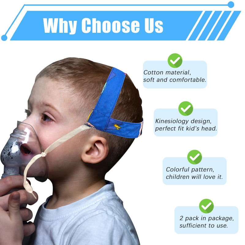 [Australia] - 2PCS No-Slip Nebulizer Mask Head Strap for Cool Mist Inhaler Secure Mask Strap Mask Holder for Cool Mist Inhaler Compressor System Comfortable Adjustable Head Straps for Children and Adults 