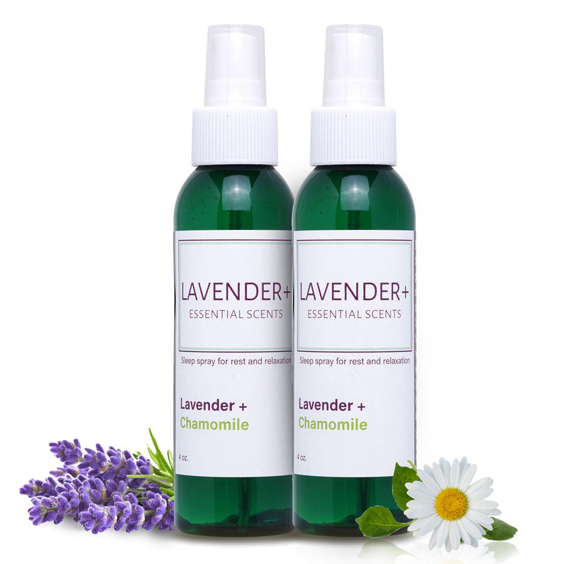 Lavender Sleep Spray for Pillows, Linens & Pajamas – Natural Calming Lavender & Chamomile Aromatherapy Mist with Amethyst & Reiki Energy. Deep Sleep + Bedtime Relaxation for Adults & Kids. 4 ounce (2) Chamomile (2 Pack)