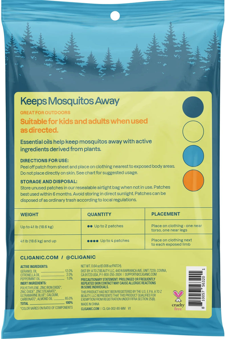 [Australia] - Cliganic Mosquito Repellent Stickers (80 Pack) - Patches for Kids & Adults, Natural DEET-Free, Citronella Essential Oil Infused 1 Count (Pack of 80) 