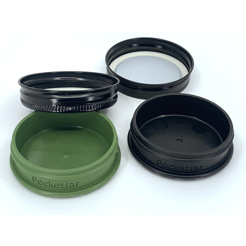 Smell Proof Stash Jar Bundle – Airtight Herb Storage Containers, Portable & Travel-Friendly, 55ml/1.8oz, Set of 4, Red Purple Green Black