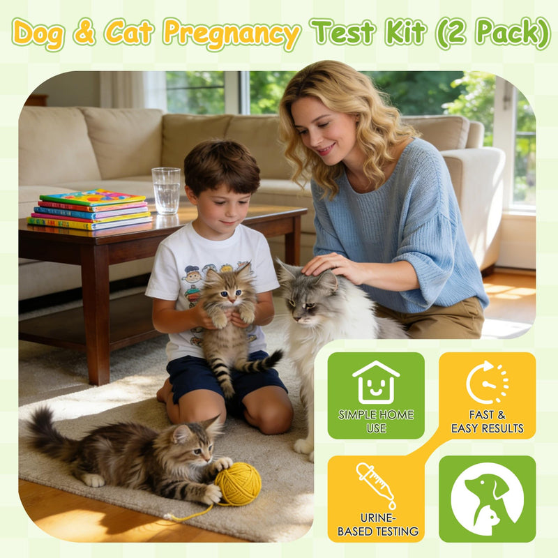2 Pack Dog Cat Pregnancy Test Kit Pet Urine Screening Test for Dogs Cats | Urine Test for Dogs & Cats, Fast Visual Results, Non-Invasive & Easy to Use