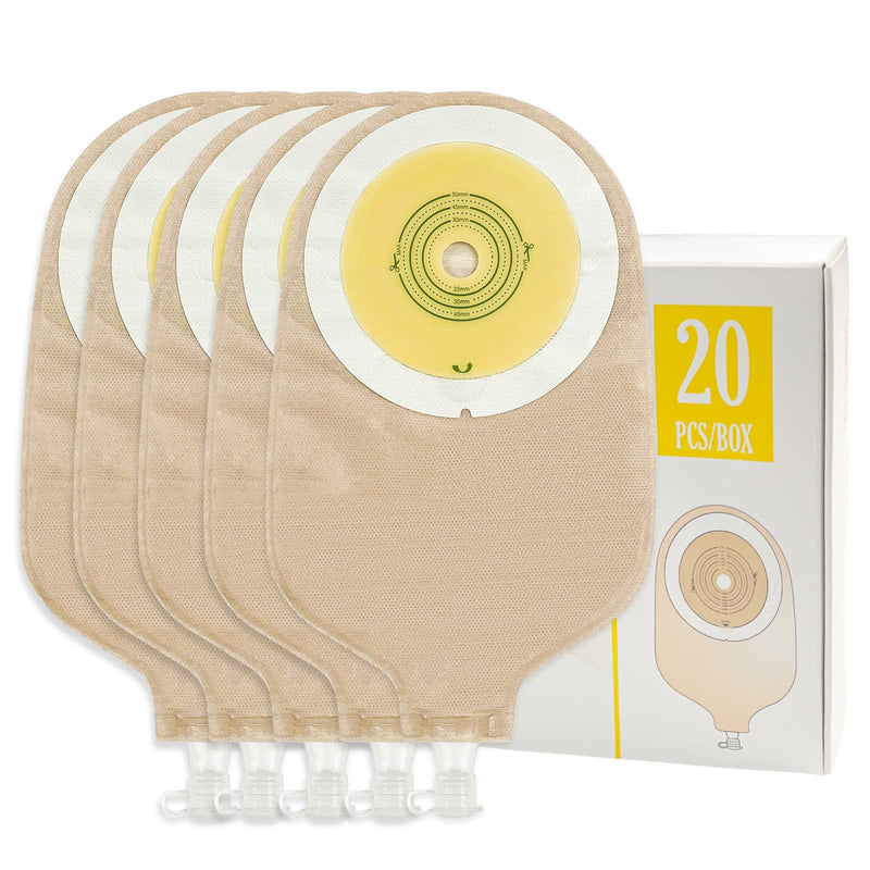 [Australia] - 20 PCS Urostomy Bag Drainable Pouches with Measure Card, One Piece Ostomy Supplies for Colostomy Ileostomy Stoma Care, Cut-to-Fit Plug Type 