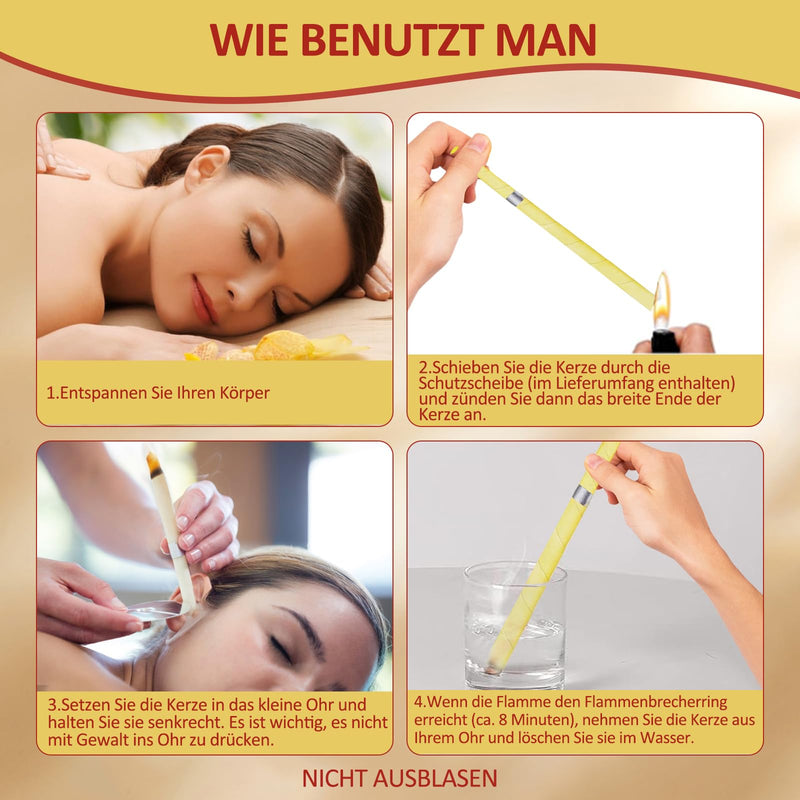 [Australia] - Ear candles, ear candle set with natural organic beeswax, all-natural ear candles, beeswax candle cones, ear wax candles with 5 protective discs + 10 cotton swabs (Beige-10pcs, Extra wide) Beige-10pcs 