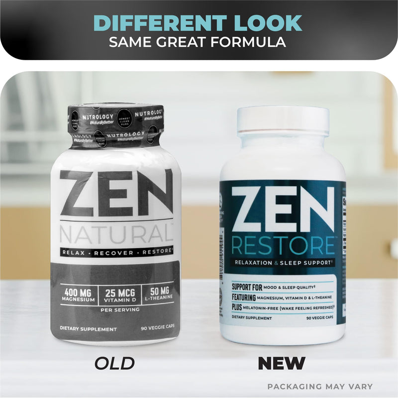 Nutrology Zen Restore – 400mg Magnesium Malate, Vitamin D3 & L-Theanine, Supports Sleep, Muscle Recovery & Adrenal Wellness, Magnesium Supplement for Men and Women, 30 Servings | Magnesium Supplement, 400mg Magnesium Malate, L-Theanine, Relaxation Supp...