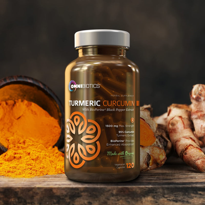 [Australia] - Organic Turmeric Curcumin Supplement 1500mg with BioPerine | 95% Standardized Curcuminoid Extract & Organic Root Powder with Piperine Black Pepper Fruit (10mg), 120 Vegetarian Capsules 