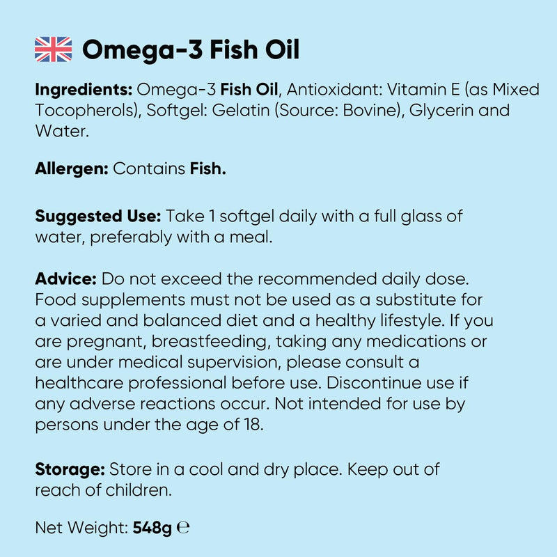 Omega 3 Fish Oil | 400 Softgels (1+ Year Supply) | 1 Softgel a Day | EPA & DHA | Alternative to Cod Liver Oil Capsules | 1000mg Omega 3 Fatty Acids Supplement
