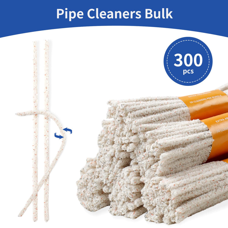 [Australia] - Phinus 300 Pack Pipe Cleaners Pipe, 6-Inch Pipe Cleaners Bulk, Cotton and Plastic Pipe Cleaner, Pipecleaners for Removing Tar & Resin, Pipe Cleaners for Plastic Metal Ceramic Wood Pipe 