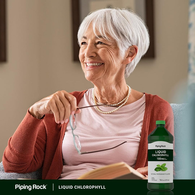 [Australia] - Piping Rock Chlorophyll Liquid Drops 100mg | 16 oz | Natural Peppermint Flavor | Vegetarian, Non-GMO, and Gluten Free Formula 