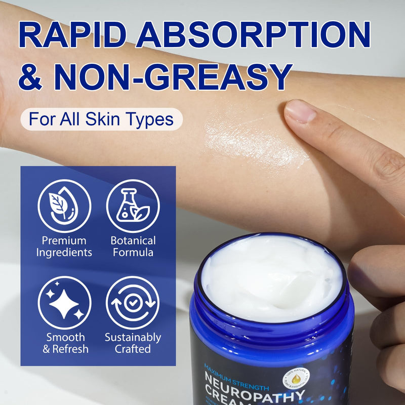 Neuropathy Cream 4.23 Fl Oz, Neuropathy Soothing Body Lotion, Cooling Cream for Legs Feet & Hands with Shea Butter Vitamin E & Lavender
