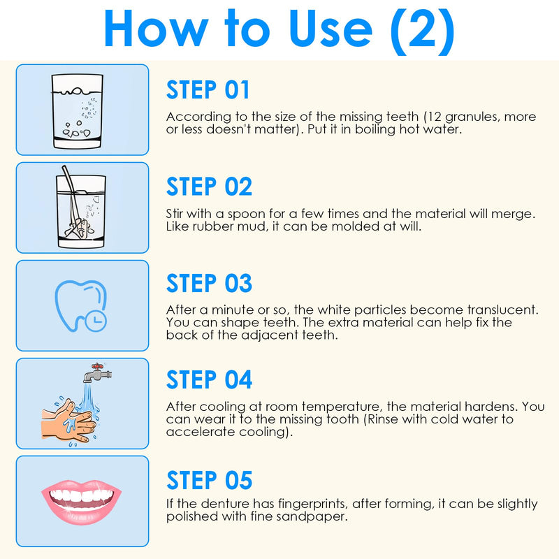 [Australia] - Tooth Repair Kit, Temporary Natural Shade for Filling The Gap, Moldable Thermal Beads Replacement Kit, Replace The Missing or Broken Tooth, Fake Teeth Replacement Kits - 6PCS (White & Khaki) 