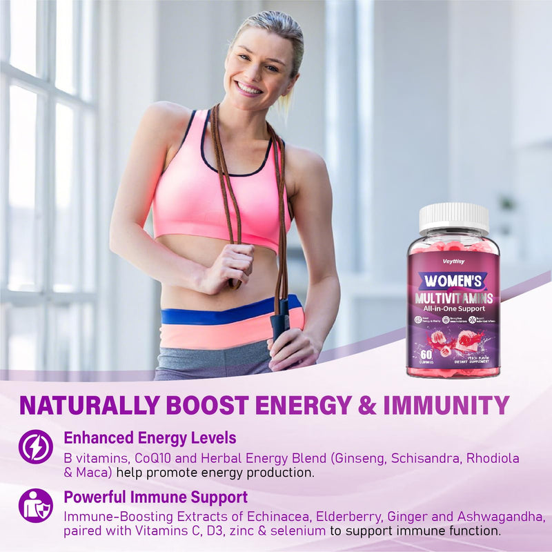 Methylated Multivitamin Gummy for Women | Multi Vitamin Gummies with A C D E, Methylated Folate, Biotin, B Complex, Iron, CoQ10, Inositol - Sugar Free 60 Count Peach 60 Count (Pack of 1)