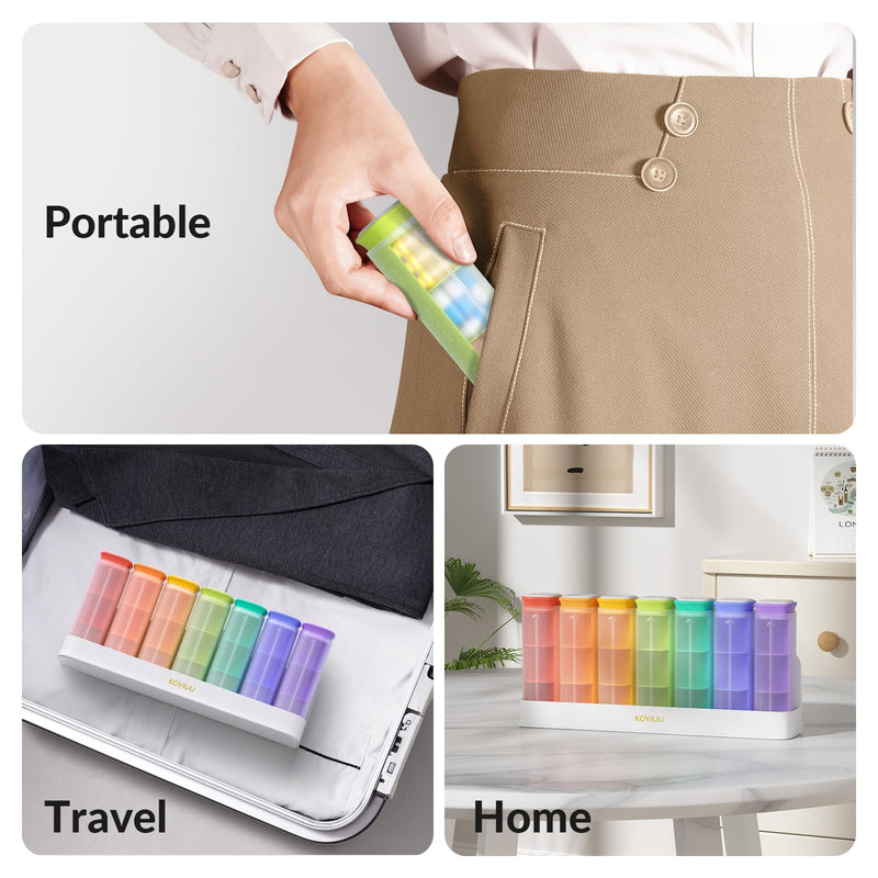 KOVIUU Weekly Pill Organizer 3X a Day, Large Daily 7-Day Pill Box, White | Detachable Pill Case with 3 Compartments | Travel Pill Container Holder for Vitamins, Supplements, Medications | BPA-Free