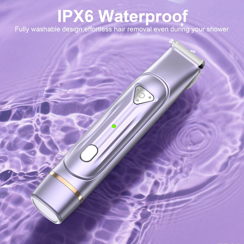 Dermave Bikini Shaver - Bikini Trimmer for Women, Waterproof Electric Dual Head Shaver (Purple) Purple