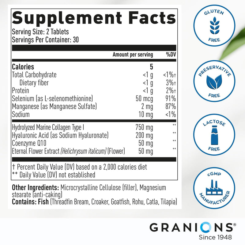 Granions Marine Collagen Tablets with CoQ10 and Lemon Powder - Hydration, Glow & Beauty Care Bundle