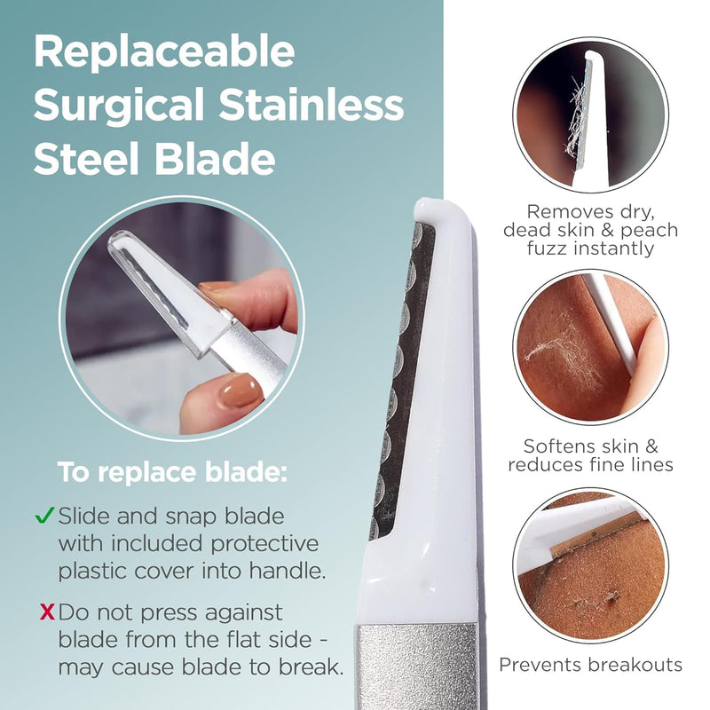 [Australia] - StackedSkincare Dermaplane Razor for Women Face - Professional Facial Razor, Non-electric Face Shaver for Women - Eyebrow Razor & Dermaplaning Tool for Face Exfoliation - Includes Handle & Blade Dermaplaning Exfoliation Tool 