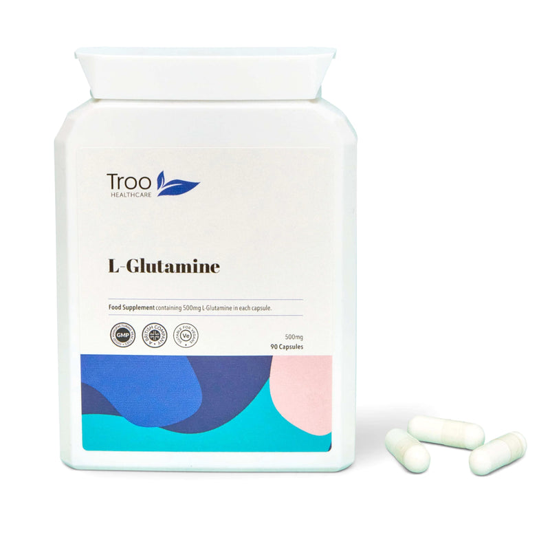 Troo Health Care L-Glutamine Supplement (500mg) - 90 High Strength Capsules - Targeted Release Amino Acid Supplement| UK Manufactured to GMP Standards (Pack of 2) 1 count (Pack of 2)