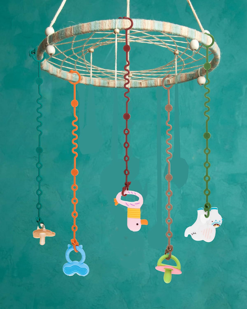 [Australia] - Toy Straps for Baby, 5pcs Adjustable Toy Holder for Stroller Accessories, Silicone Baby Tether Pacifier Clip, No Throw Baby Travel Essential Leash for High Chair, Car Seat, Sippy Cups 5-pack 