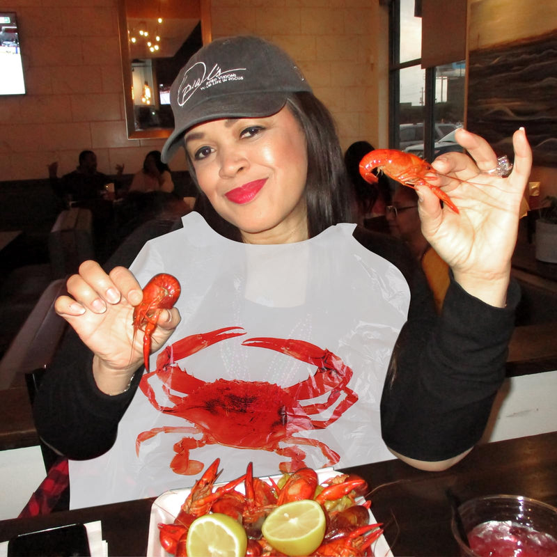 [Australia] - Nonley Crab Bibs 25/50/200 Pack, 23" Disposable Lobster Bibs for Adults, Plastic Funny Bibs for Seafood Boil Party Crab Bibs-25pcs 