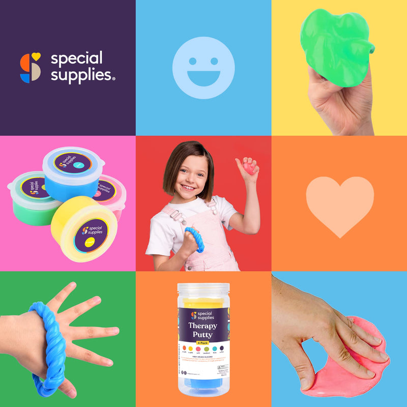 [Australia] - Special Supplies Therapy Putty for Kids and Adults - Resistive Hand Exercise Stress Relief Therapy Putty Kit, Set of 4 Strengths, Three ounces of each putty 