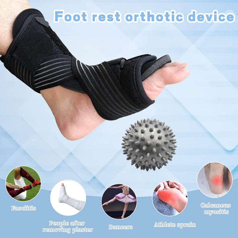 [Australia] - Kraeoke Plantar Fasciitis Night Splint Adjustable Foot Stabilizer Ankle Brace Compression Socks with Massage Ball Fasciitis Foot Pain Relief Kit for Women Men 