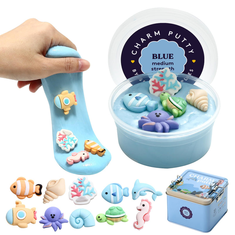 Special Supplies Sensory Therapy Putty for Kids and Adults with Cute Charms, Resistive Hand Exercise Stress Relief Therapy Putty (Sea) Sea