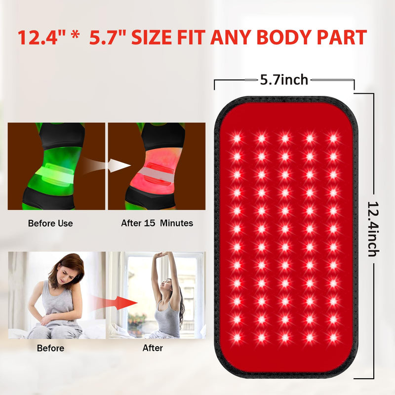 Red Light Therapy for Body, 660nm 850nm Infrared Light Therapy Pad, Wearable Wrap with Timer Remote Control for Back Shoulder Waist Knee, Infrared Light Device Home Use, 12.4'' x 5.7'' Large Area L