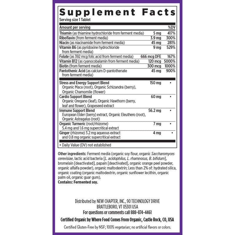 New Chapter Fermented Coenzyme B Complex, 30 Count | Rich in Vitamin B12, Vitamin B6, and Biotin with Organic Ingredients for Energy, Brain, and Beauty Support, One Daily 30 Count (Pack of 1)