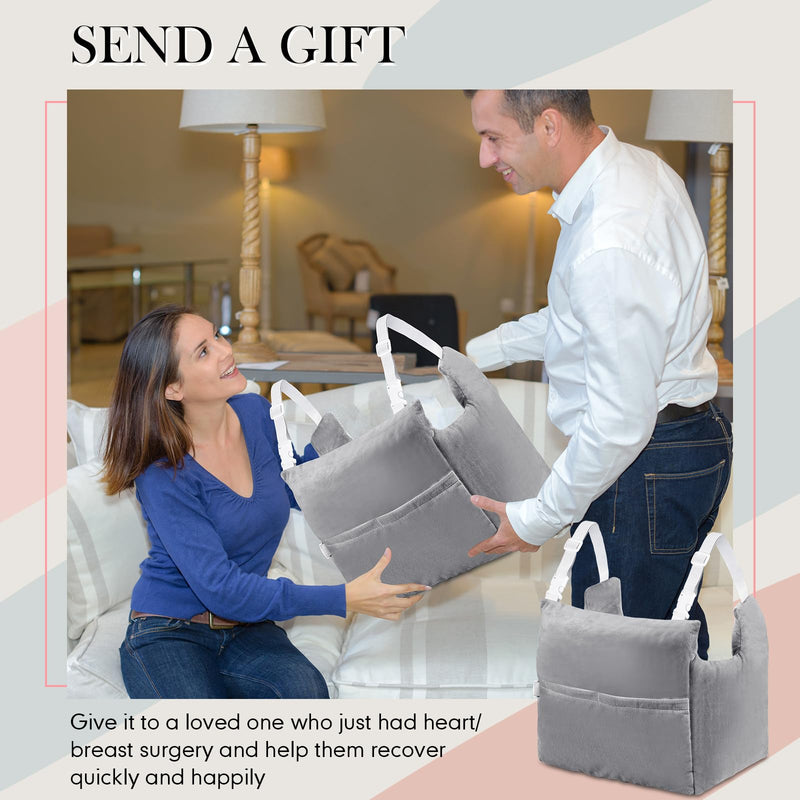 [Australia] - Suzile Mastectomy Pillow Post Surgery, Breast Pillow for After Breast Cancer Mastectomy Necessities, Surgery Recovery Gifts for Women(Gray) Gray 