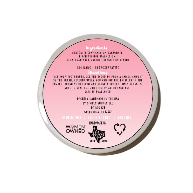 [Australia] - Simply Sooney Remineralizing Vegan Mineral Toothpaste Powder I Bubblegum Nano-hydroxyapatite Formula for Kids and Adults I Natural Whitening I Stronger Teeth 1.5oz (1.5 oz jar) 