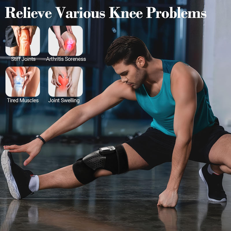 CuPiLo Cordless Knee Massager with Heat - 6 Adjustable Vibration & 5 Heating Level Knee Warmer Pad